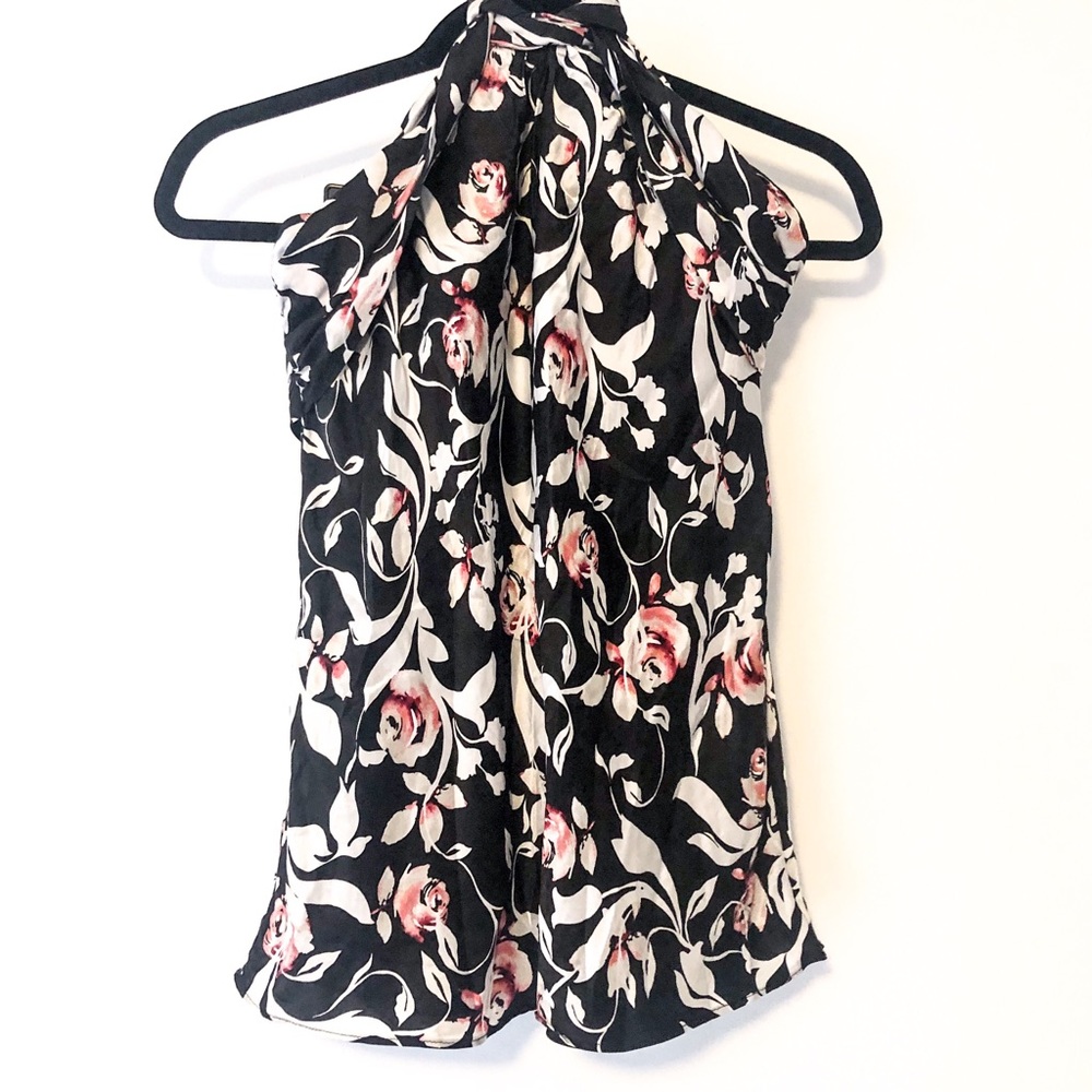 EUC White House Black Market Floral Halter Blouse